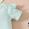 Baby Girl Summer Skirt Outfit Ruffle Ribbed Romper Flower/Flag Star Suspender Skirt Newborn Layered Dress Clothes (Watermelon, 9-12 Months) view 4
