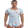 Freebily Men's One Piece Romper Pajama Bodysuit Leotard Cute Print Diaper Teddy Rompers Pj Nightwear Tops Type E XX-Large view 1