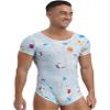 Freebily Men's One Piece Romper Pajama Bodysuit Leotard Cute Print Diaper Teddy Rompers Pj Nightwear Tops Type E XX-Large view 2