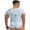 Freebily Men's One Piece Romper Pajama Bodysuit Leotard Cute Print Diaper Teddy Rompers Pj Nightwear Tops Type E XX-Large view 3