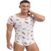 Manyakai Mens Cute Romper Press Button Crotch Jumpsuits Cartoon Pattern Pajamas Home Wear Outfits Type F XX-Large view 2