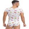 Manyakai Mens Cute Romper Press Button Crotch Jumpsuits Cartoon Pattern Pajamas Home Wear Outfits Type F XX-Large view 3
