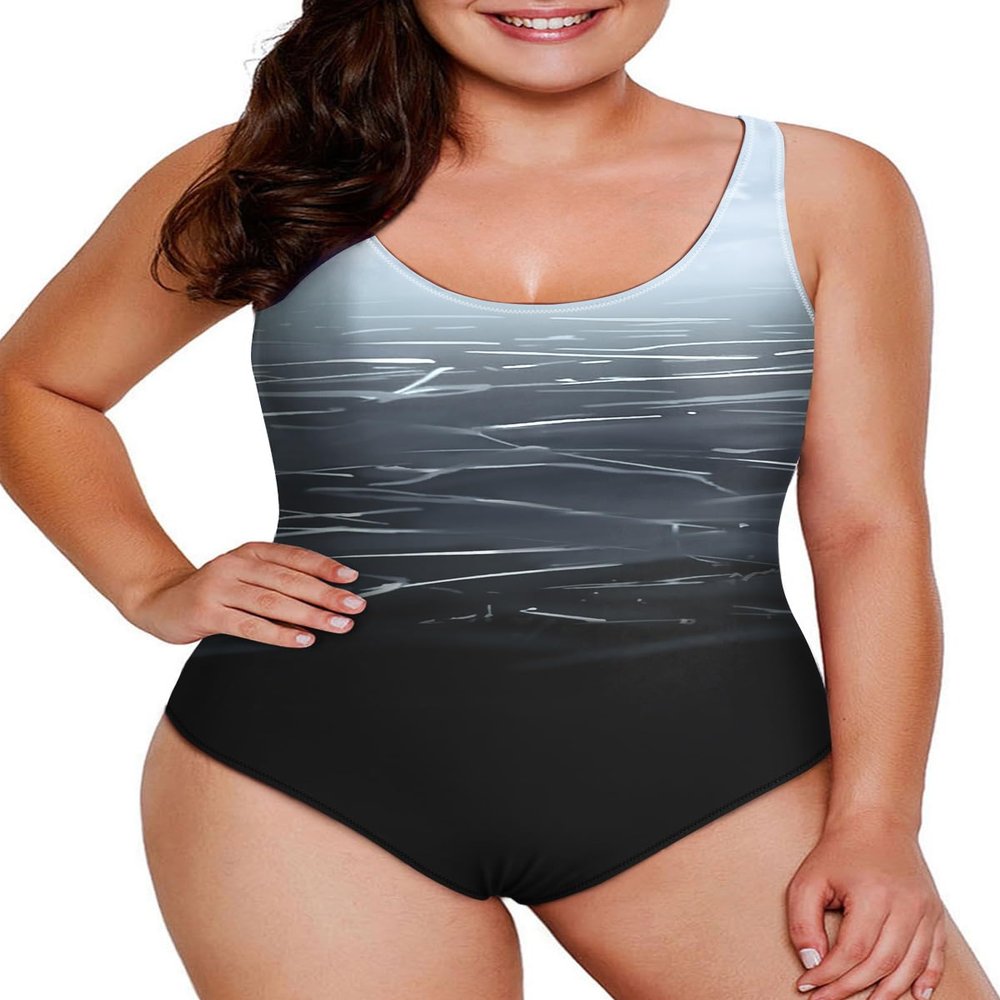 Aleumdr Womens One Piece Bathing Suits Color Block Printed Criss Cross Back Swimsuits Pus Size Athletic Modest Swimwear Gray 11 18 Plus