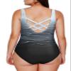 Aleumdr Womens One Piece Bathing Suits Color Block Printed Criss Cross Back Swimsuits Pus Size Athletic Modest Swimwear Gray 11 18 Plus view 2