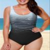 Aleumdr Womens One Piece Bathing Suits Color Block Printed Criss Cross Back Swimsuits Pus Size Athletic Modest Swimwear Gray 11 18 Plus view 3