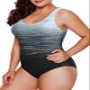Aleumdr Womens One Piece Bathing Suits Color Block Printed Criss Cross Back Swimsuits Pus Size Athletic Modest Swimwear Gray 11 18 Plus view 4