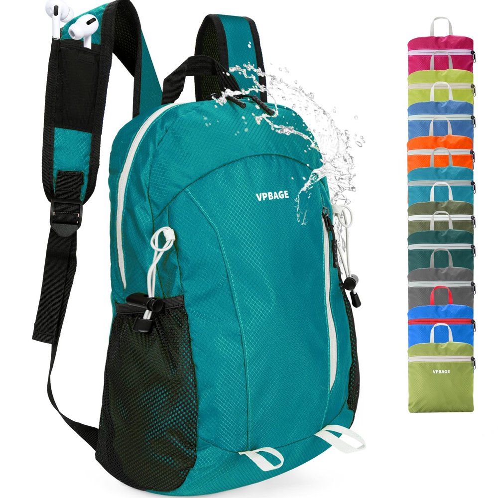 VPBAGE 15L Water-resistant Hiking Daypack, Small Backpack Travel Outdoor, Lightweight Day Pack with Tool Loops