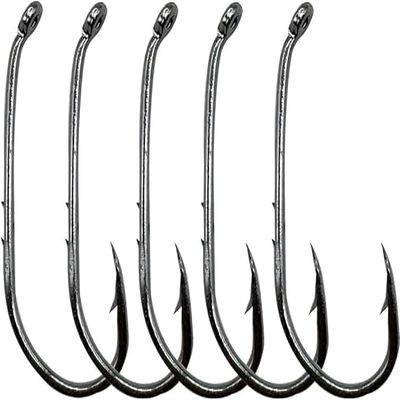 100pcs Bait Holder Fishing Hooks High Carbon Steel Black Nickel with 2 Barbs Fish Hooks Walleye Rig Live Bait Hooks Size: 1#-12# (4#-100pcs)