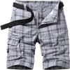 Men's Plaid Cargo Shorts Lightweight Multi Pocket Casual Short Pants Summer Outdoor Loose Shorts No Belt (Grey,29) view 1