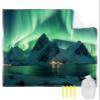 Beach Blanket Waterproof Sandproof Beach Mat,Green Aurora and Iceland Iceburgs View Picnic Blankets with Sand Pockets&Stakes,Minimalist Nature Landscape Outdoor Pad for Seaside,Camping,108x84IN view 1