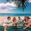 Beach Blanket Waterproof Sandproof Beach Mat,Green Aurora and Iceland Iceburgs View Picnic Blankets with Sand Pockets&Stakes,Minimalist Nature Landscape Outdoor Pad for Seaside,Camping,108x84IN view 3
