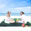 Beach Blanket Waterproof Sandproof Beach Mat,Green Aurora and Iceland Iceburgs View Picnic Blankets with Sand Pockets&Stakes,Minimalist Nature Landscape Outdoor Pad for Seaside,Camping,108x84IN view 4