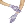 Goiruiya Shiny Metallic Spandex Short Gloves Adult Unisex Glitter Sparkle Opera Gloves for Cosplay Party Hallowmas Costumes Lavender view 3