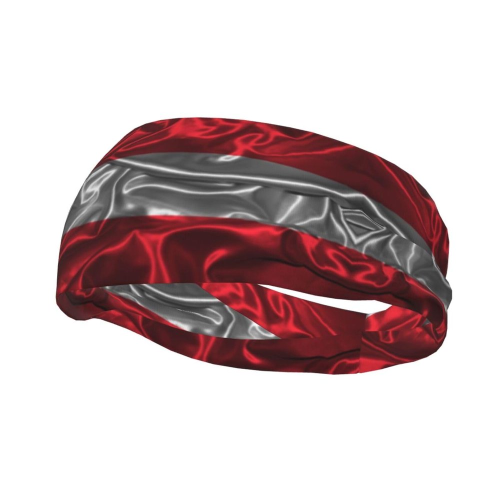 Silk Style Flag of Austria Headbands for Women Men Sports Headband Outdoor Interior Breathable Sports Wicking Hair Ties Leisure Hair Bands