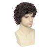 Airhostess Mens Short Afro Curly Wig for Male,70s 80s Disco Guy RockerHalloween Cosplay Fancy Wigs for Daily Party Costume (Dark Brown) view 2