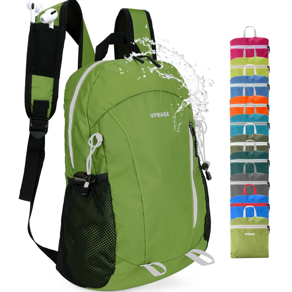 VPBAGE 15L Water-resistant Hiking Daypack, Small Backpack Travel Outdoor, Lightweight Day Pack with Tool Loops