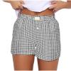 Y2K Lounge Shorts for Women Gingham Boxer Shorts Cute Soft Elastic Low Waist Boxers Plaid Print Button Shorts 2024 view 1