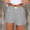 Y2K Lounge Shorts for Women Gingham Boxer Shorts Cute Soft Elastic Low Waist Boxers Plaid Print Button Shorts 2024 view 2