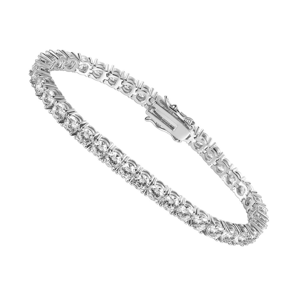 LGYIC Tennis Bracelet for Women|4MM Cubic Zirconia|18k White Gold Plated Bracelets|4-Prong-Setting CZ|Size 6.5 Inches