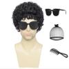 Adequate Men's Black Afro Wig, 70s 80s Disco Costume Wig, Retro Curly Wig for Halloween Cosplay Theme Party Daily Wear (Black) view 1