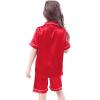 Little Baby Girls Boys Silk aamas Set Short Sleeves Satin leepwear Kids Button Tops Classic (Red, 6-7 Years) view 3