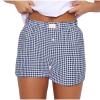 Womens Lounge Plaid Shorts Y2K Elastic Wide Leg Gingham Boxer Pajama Bottoms 2024 Fashion Summer Going Out Shorts view 1