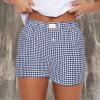 Womens Lounge Plaid Shorts Y2K Elastic Wide Leg Gingham Boxer Pajama Bottoms 2024 Fashion Summer Going Out Shorts view 2