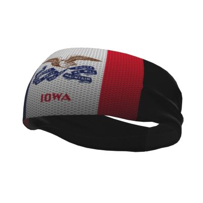 Mesh Style Flag of Iowa Headbands for Women Men Sports Headband Outdoor Interior Breathable Sports Wicking Hair Ties Leisure Hair Bands