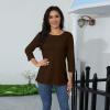3/4 Sleeve Tops for Women Solid Summer Casual Crewneck T Shirts Dressy Loose Fit Fashion Blouses Spring Trendy Elegant Comfy Tunics or Tops to Wear with Leggings 3/4 Sleeve Shirts for Women 2025 view 2