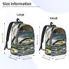 WURTON Bass Fishing Wave Print Unisex Canvas Bag Canvas Shoulder Pouch Pack Lightweight Backpack For Woman Lady view 4