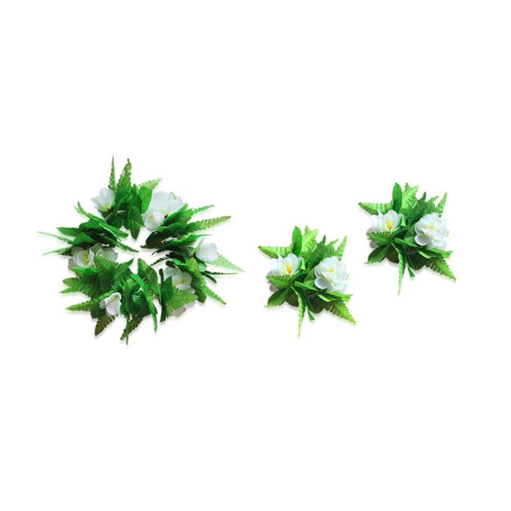 LIFKOME Grass Skirt Hawaiian Costume Set Luau Attire with Necklace Bracelets Headband for Kids