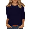 3/4 Length Sleeve Womens Tops Solid Summer Casual Crewneck T Shirts Dressy Fashion Three Quarter Length Sleeve Spring Blouses Ethnic Long Tunic Tops with Leggings Women's 3/4 Sleeve Tops 2025 view 1