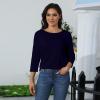 3/4 Length Sleeve Womens Tops Solid Summer Casual Crewneck T Shirts Dressy Fashion Three Quarter Length Sleeve Spring Blouses Ethnic Long Tunic Tops with Leggings Women's 3/4 Sleeve Tops 2025 view 2