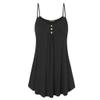 Angxiwan Sundresses for Women 2024 Casual Button Down Short Summer Dresses Loose Solid Spaghetti Strap Ruched Flowy Sun Dress Black view 3