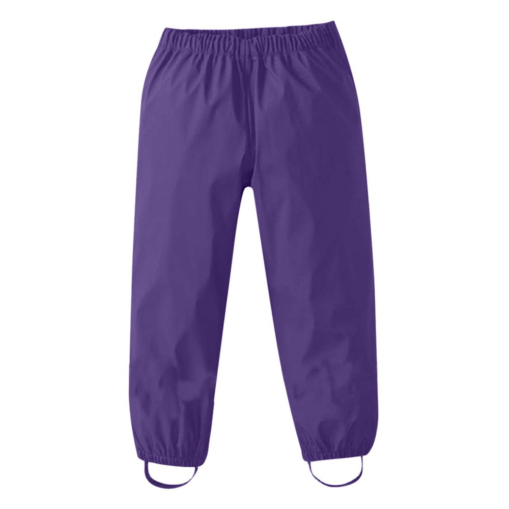 Kids Girls Boys Solid Rain Pants Toddler Windproof Mud Trousers with Elastic Cuffs Outdoor (Purple, 1-2 Years)