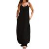 Angxiwan Summer Dresses for Women 2024 Casual Loose Spaghetti Strap Maxi Dress with Pockets Boho Vacation Sundress Sun Dress Black view 1