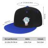 Cute Cat Flying with Balloons Snapback Hat Flat Bill Hat Baseball Cap for Men Women Flat Brim Hats Blue view 4