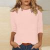 3/4 Length Sleeve Womens Tops Plain Crew Neck Tshirt Summer Dressy Casual Fashion Three Quarter Length Sleeve Spring Blouses Ethnic Long Tunic Tops with Leggings Women's 3/4 Sleeve Tops 2025 view 2