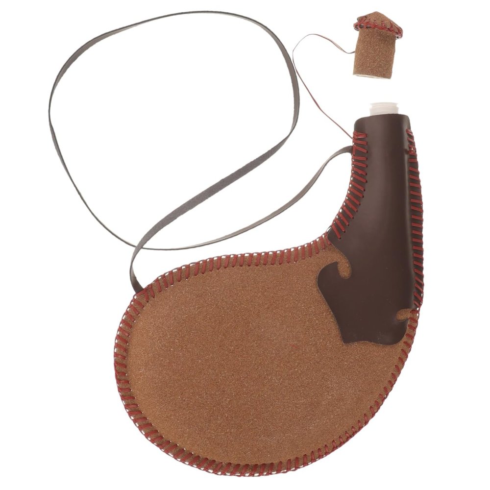 Alipis Ancient Leather Water Bag Bota Bag for Water and Wine Storage with Adjustable Strap Lightweight Foldable Portable Brown Leather Waterskin 12.2 X 7.67 X 0.98 Inches