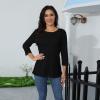 3/4 Sleeve Tops for Women Solid Summer Casual Crewneck T Shirts Dressy Trendy Loose Three Quarter Sleeve Tunic Tops with Leggings Boho Cotton Cute Spring Blouses 3/4 Sleeve Shirts for Women 2025 view 2