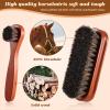 2 Pcs Horsehair Shine Shoes Brush Kit Polish Dauber Applicators Cleaning Leather Shoes Boots Care Brushes Suede Cleaner Brush(2 Pcs Style F) view 2