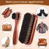 2 Pcs Horsehair Shine Shoes Brush Kit Polish Dauber Applicators Cleaning Leather Shoes Boots Care Brushes Suede Cleaner Brush(2 Pcs Style F) view 4