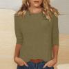3/4 Length Sleeve Womens Tops Pocket Summer Casual Solid Crewneck T Shirts Dressy Trendy Loose Three Quarter Tunic Tops with Leggings Boho Cotton Cute Spring Blouses Women's 3/4 Sleeve Tops 2025 view 2