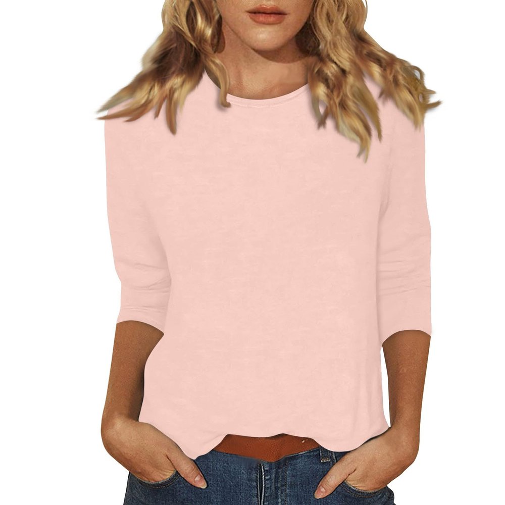 3/4 Sleeve Tops for Women Summer Crewneck Plain T Shirts Dressy Casual Loose Fit Fashion Blouses Spring Trendy Elegant Comfy Tunics or Tops to Wear with Leggings 3/4 Sleeve Shirts for Women 2025