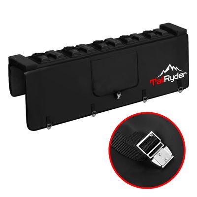 Truck Bike Tailgate Pad for 5 Bikes Bed Rack Holder Featuring Reversed Straps and Premium Metal Buckles for Enhanced Durability