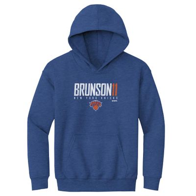 500 LEVEL Jalen Brunson New York Knicks Youth Hoodie Sweatshirt - Jalen Brunson New York Knicks Elite WHT (Heather Royal, Medium)