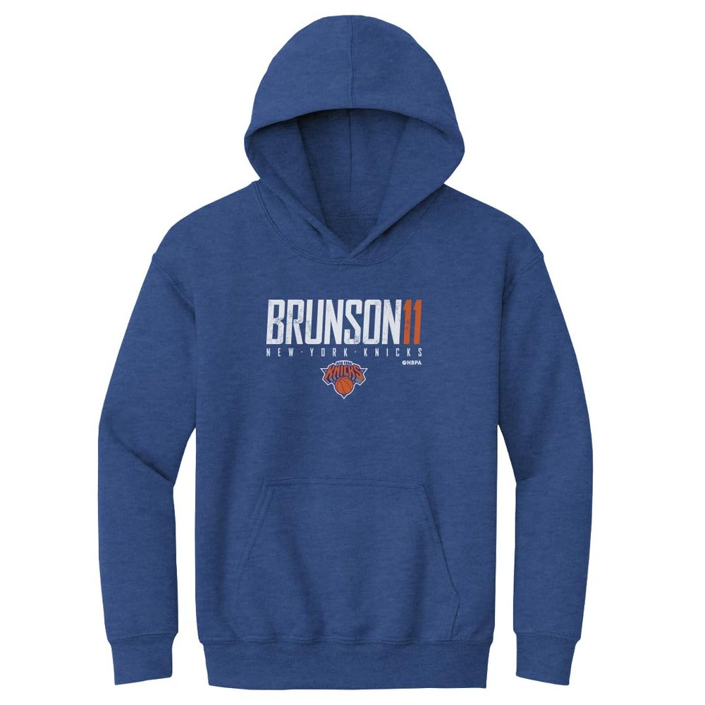 500 LEVEL Jalen Brunson New York Knicks Youth Hoodie Sweatshirt - Jalen Brunson New York Knicks Elite WHT (Heather Royal, Medium)
