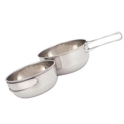 GANAZONO 3pcs Stainless Steel Travel Cutlery Camping Accessory Bowl Storage Bag Collapsible Handle Bowl for Camping Kit