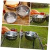 GANAZONO 3pcs Stainless Steel Travel Cutlery Camping Accessory Bowl Storage Bag Collapsible Handle Bowl for Camping Kit view 3