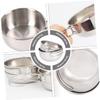 GANAZONO 3pcs Stainless Steel Travel Cutlery Camping Accessory Bowl Storage Bag Collapsible Handle Bowl for Camping Kit view 4